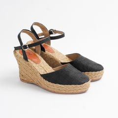 BAN MAI - Đế Xuồng Cói Gót Mảnh Phối Vải Hemp 8cm