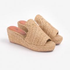 BUKO PIE - Guốc Thuần Cói Đế Xuồng Loafer 6cm