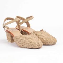 HỒNG NGỌC - Cao Gót Thuần Cói Gót Vuông Sục Kín Mũi Quai Gài 6cm