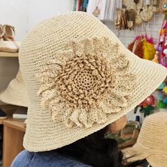 Hoa Trang Trí Móc Thủ Công Sợi Cọ Raffia Tự Nhiên