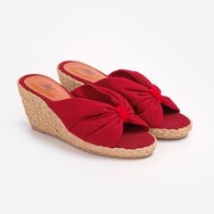 MISS PIA - Dép Cói Đế Xuồng Phối Quai Nơ 6cm