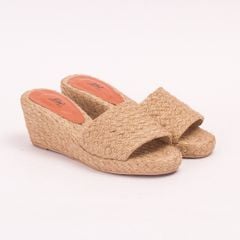 TẤM - Dép Thuần Cói Quai Ngang Đế Xuồng 6cm