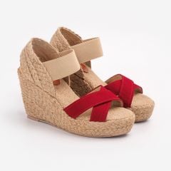 VÂN GIANG - Sandal Cói Đế Xuồng Quai Chữ X Phối Quai Thun 10cm