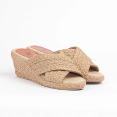 VIAN - Guốc Thuần Cói Quai Chéo Chữ X 6cm